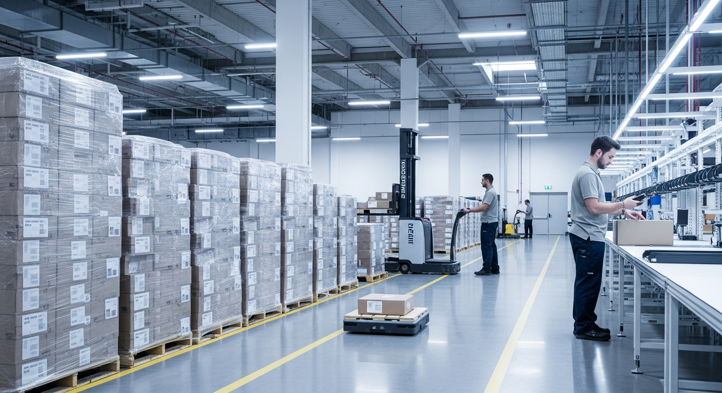 Organized warehouse floor for RedTruq supply chain operations